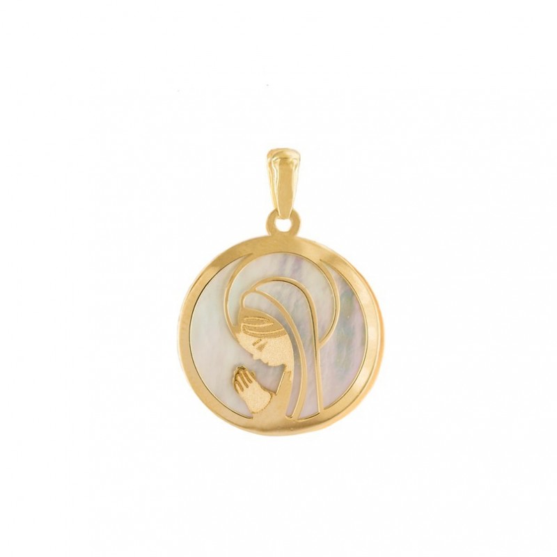 Virgin Girl Of Gold Pendant 18K and Mother-of-Pearl Communion