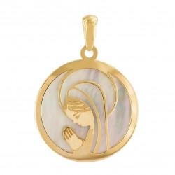 18K Gold Virgin and Mother-of-Pearl Pendant