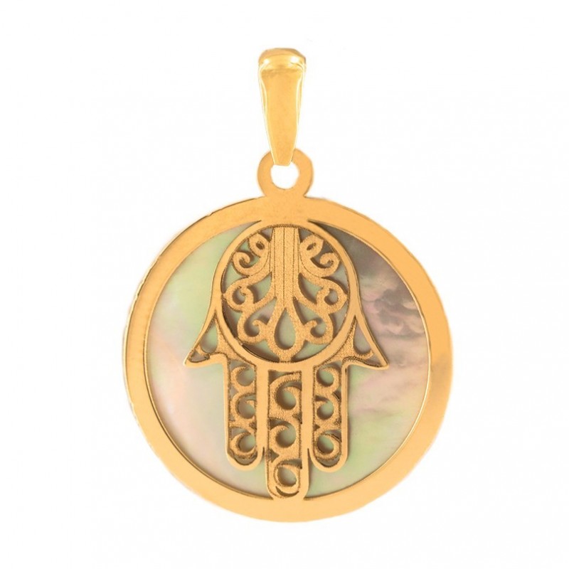 Hand of Fatima mother-of-pearl - gold18
