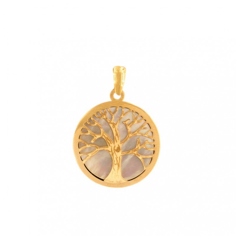 Tree of Life in 18K Gold Small Pendant and Mother-of-Pearl