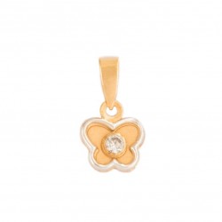 Butterfly Pendant in 18K Bicolor Gold and Zirconite