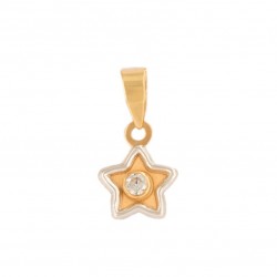 18K Bicolor Gold Star Pendant with Zirconite