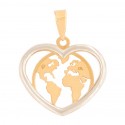 "LOVE THE WORLD" pendant in 18K Yellow Gold and 18K White Gold Fence