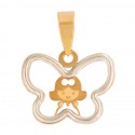 Pingente de menina com anel de borboleta em ouro bicolor 18K