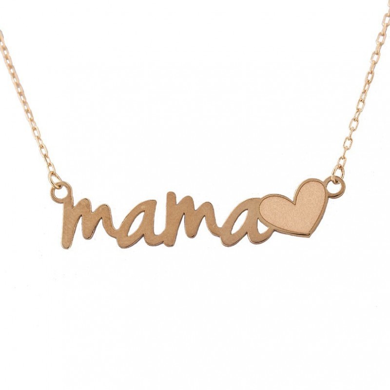 Mom necklace with Heart in Gold 18K