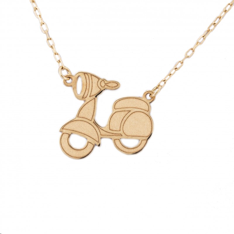Gold motorcycle necklace