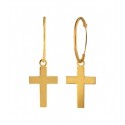 18K Gold Hoop Earrings with Large Cross