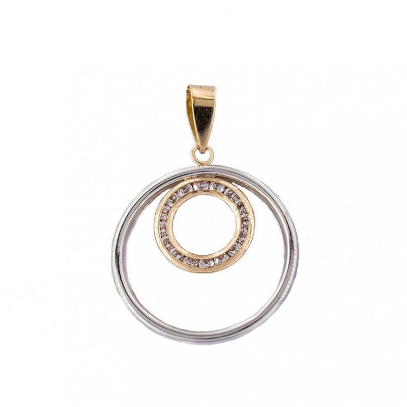 Circular pendant in 18K Bicolor Gold
