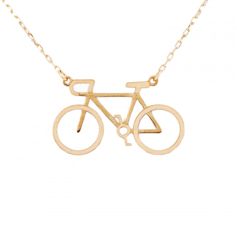 18K Gold Bike Necklace
