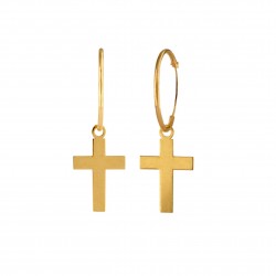 18K Gold Hoop Earrings with Chico Cross