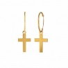 18K Gold Hoop Earrings with Children's Cross