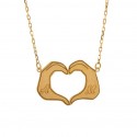 Necklace hands with heart Gold