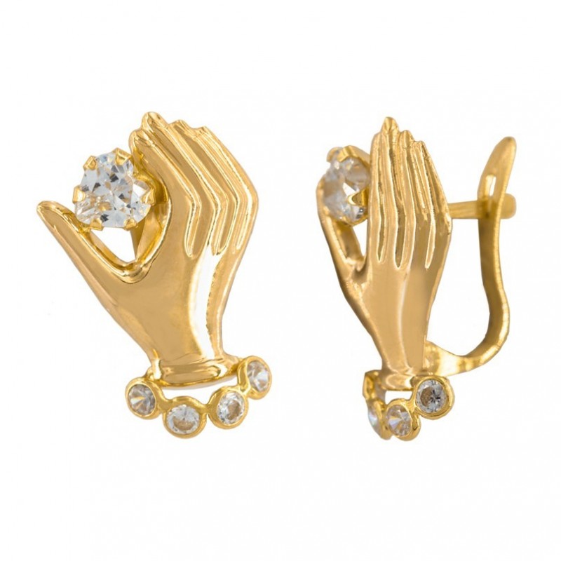 18k Gold Hand Earrings