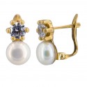 Earrings "YOU AND I" pearl and zirconia