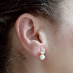 Pearl Communion Gold Earrings