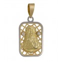 Medalha "A pomba branca" Virgen del Rocio Bicolor Ouro 18K com zircões