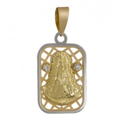 "Médaille La blanche colombe" Vierge du Rocio Or 18K Bicolore avec zircons"