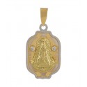 Medalha Virgen del Rocio Bicolor Ouro 18K com zircões