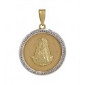 Medalla Virgen del Rocio 18K bicolor  con cerco de circonitas