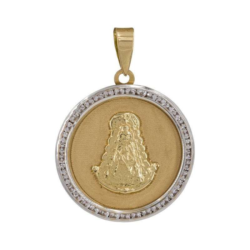Gold virgin pendant and zirconia