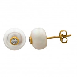 Pendientes de perla en oro 18k con circonita