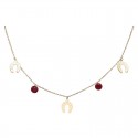 Necklace with horseshoes and quartz crystal colored stones. Gold 18K