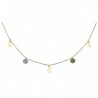 Golden necklace with moons and colorful stones