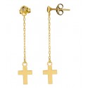 Long earrings with zirconia and chain with 18K gold cross