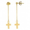 Long earrings with zirconia and chain with 18k gold cross