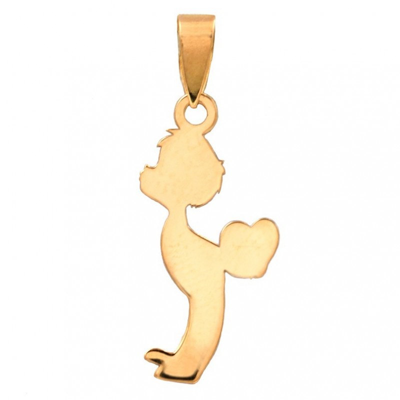 Child Figure Pendant with 18K Heart
