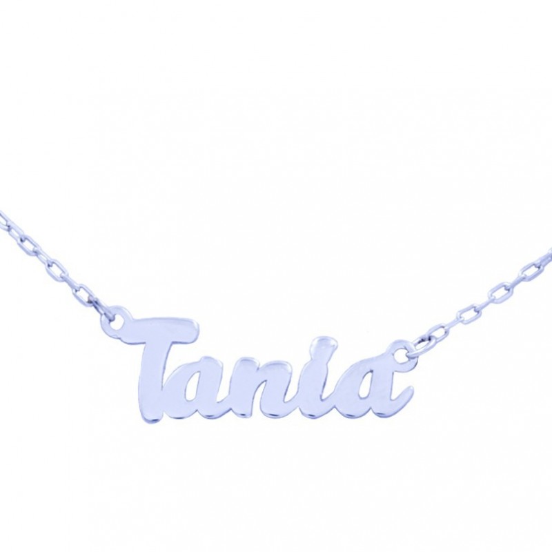 White gold necklace with name