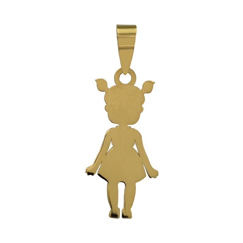 Girl pendant with 18k gold ponytails