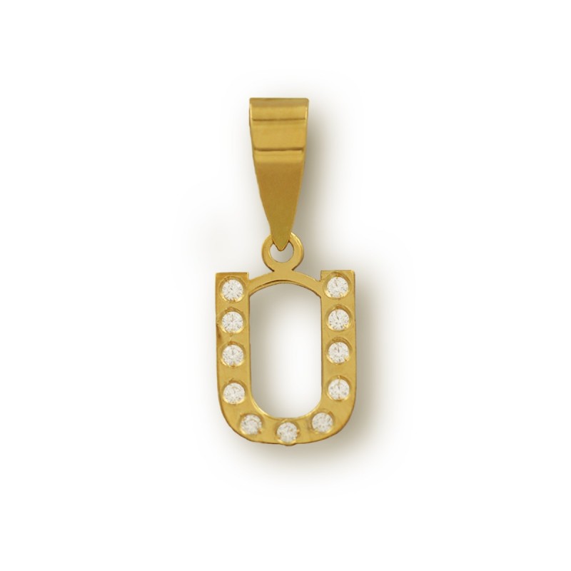 Initial pendant with zirconia set