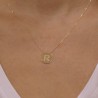 Necklace with initial badge and zirconia
