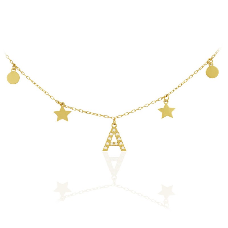 Necklace with your initial and stars