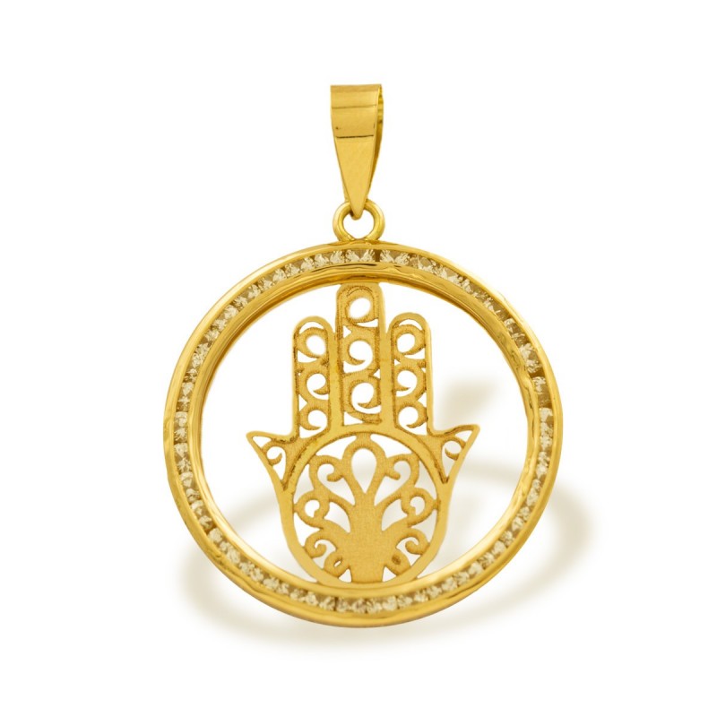 Hand of Fatima pendant with zirconias around