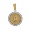Médaille de la Vierge de Rocio en or bicolore 18K entourée de zircons sur l’extérieur