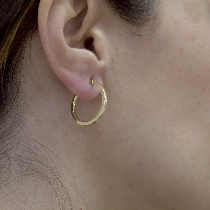 Large square tube hoop earrings