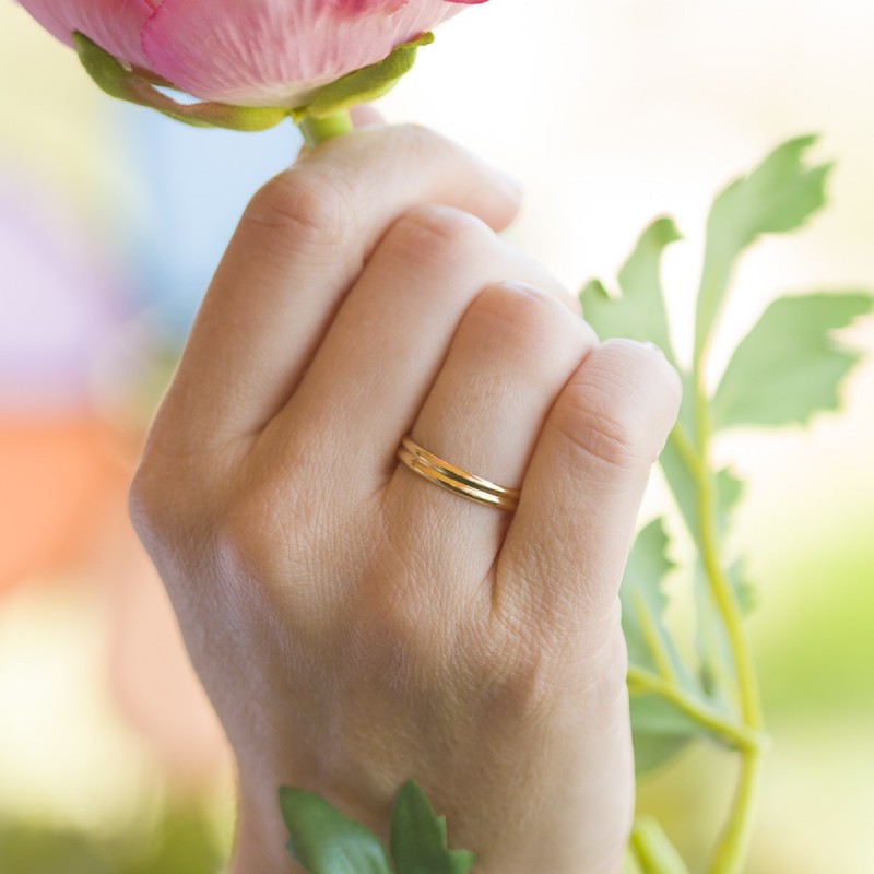 Yellow gold double wedding ring