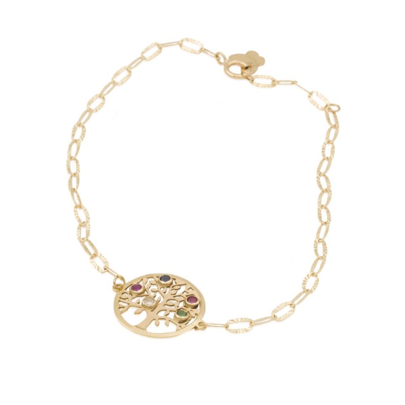 Bracelet arbre de vie avec zircons colorés