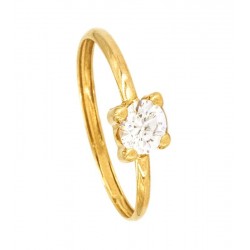 18K Gold Solitaire Ring with 5mm Zirconite