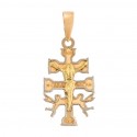 Colgante Cruz de Caravaca pequeña en Oro bicolor 18K