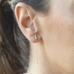 Boucles d'oreilles pendantes chaîne et perles