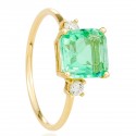 anel de ouro 18k quartzo verde natural