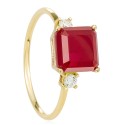 anel de ouro 18k quartzo vermelho natural