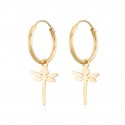 Dragonfly Earring with 18kl Gold Hoop