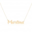 Fine Chain Necklace with Large Name in Yellow Gold