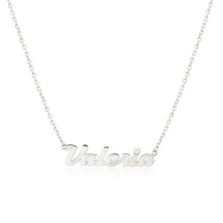 White Gold Name Necklace with Zirconia and Thick Chain