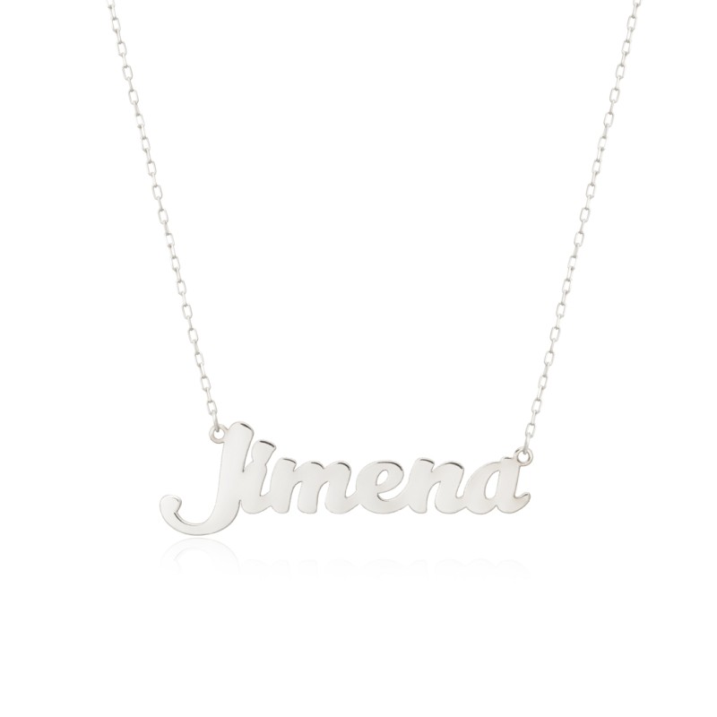 Collier avec Nom en Or Blanc