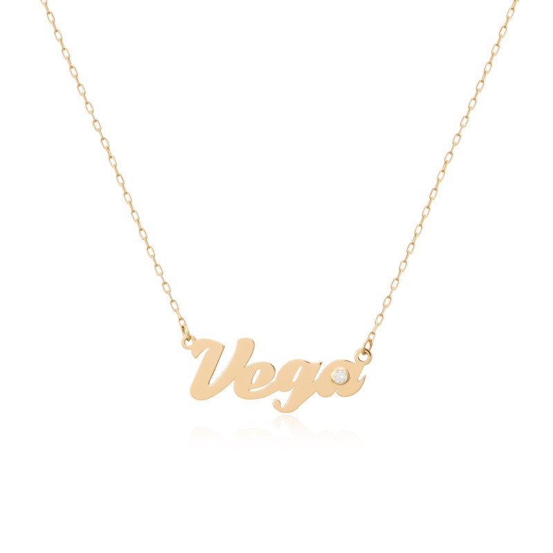 Gold Name Necklace with Zirconia